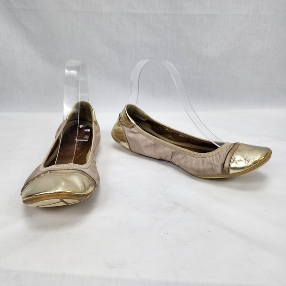 Prada Gold Tone Ballet Flats Women's Prada Size 38.5 US 8.5 made in Italy  🇮🇹 - Picture 10 of 10